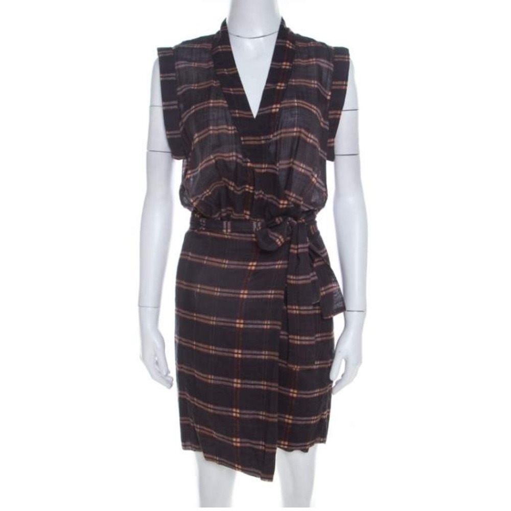 ISABEL MARANT ETOILE Plaid Sleeveless Wrap Dress